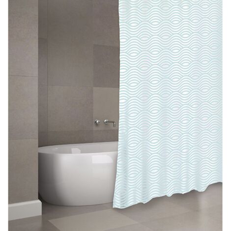Rideau de douche Polyester WAVE 180x200cm  QUALITE PREMIUM Vert Pastel - Anneaux inclus MSV