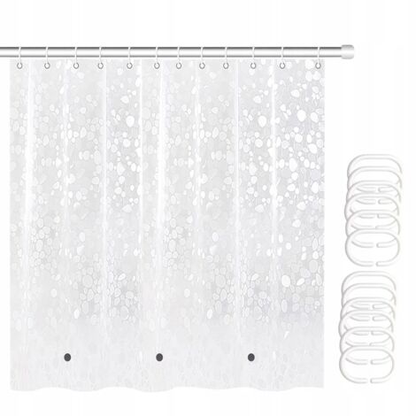 Rideau de douche pour baignoire avec aimants et anneaux en plastique 180x200cm