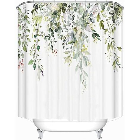 Rideau de douche pour salle de bain résistant à la moisissure en polyester motif feuille florale 180 x 180 cm rideau de salle de bain pour femmes hommes