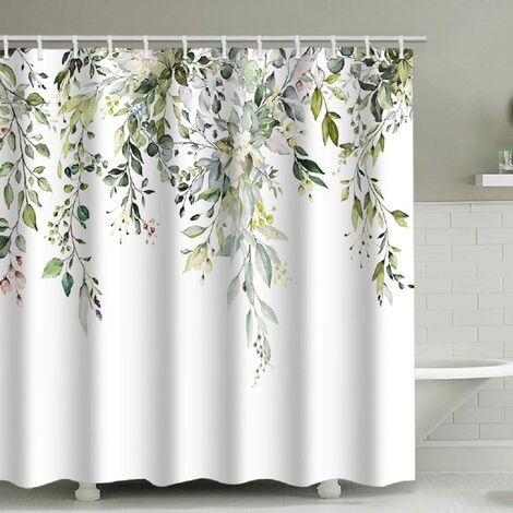 Rideau de douche pour salle de bain résistant à la moisissure en polyester motif feuille florale 180 x 180 cm rideau de salle de bain pour femmes hommes