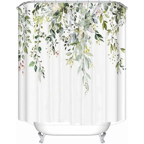 Rideau de douche pour salle de bain résistant à la moisissure en polyester motif feuille florale 180 x 180 cm rideau de salle de bain pour femmes hommes