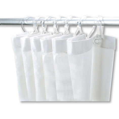 Rideau de douche PVC blanc 12 anneaux 1,8x2m DELABIE 1386