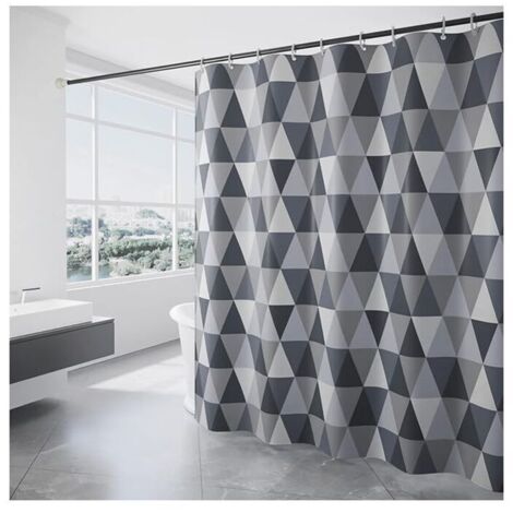 Rideau de douche, rideau de douche 180x200 cm, rideau de douche polyester lavable en machine, rideau de douche salle de bain, motif triangle