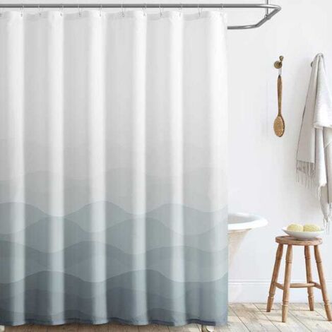 Rideau de douche, rideau de douche décoratif imperméable pour salle de bain, 180 x 180 cm, gris dégradé