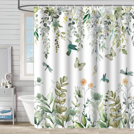 Rideau de douche - Rideau de douche imperméable de haute qualité - Luxueux et pratique - Accessoires de salle de bain - 150 x 180 cm - Motif feuille