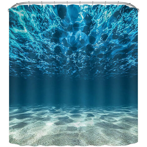Rideau de Douche Rideau de Douche imperméable Rideaux du Monde océanique 3D pour Douche de Salle de Bain avec 12 Crochets (180  180 cm)