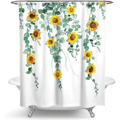 Rideau de douche, rideau de salle de bain 3D imperméable avec 12 crochets 100% polyester