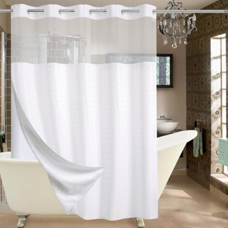 Rideau De Douche Sans Crochet - Avec Doublure Amovible À Attache Rapide - Fenêtre Transparente En Haut - Imperméable Lavable - 180 X 188 Cm - 1 Pièce