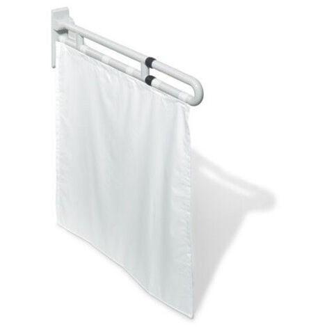 Rideau de douche SERIE 801 blanc/argenté 100 % Trevira CS bleu acier