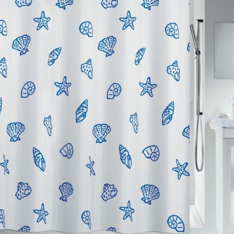 Spirella - Rideau de douche Polyester concha 180x200cm Bleu & Blanc