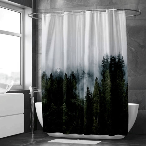 Rideau de douche style encre abstrait doux, polyester salle de bain, 180x180 cm