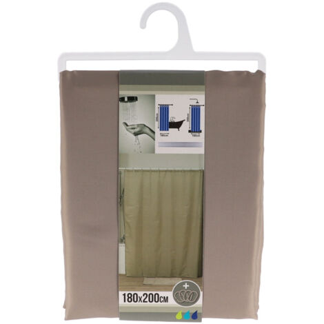 Rideau de douche Taupe avec anneaux inclus 180 x 200 cm - TENDANCE