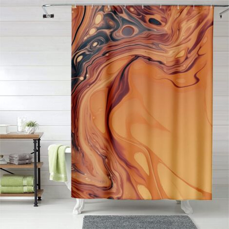 Rideau de douche texture marbre abstrait, œillets plastique, 90x180 cm