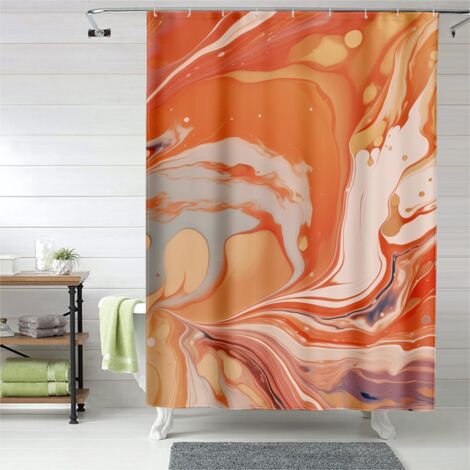 Rideau de douche texture marbre graphique, œillets plastique, lavable machine
