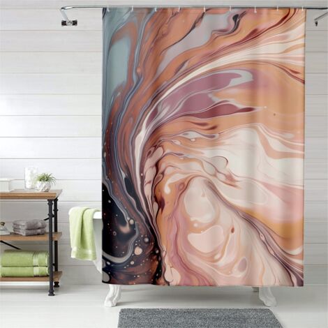 Rideau de douche texture marbre moderne, œillets plastique, 90x180 cm