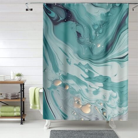 Rideau de douche texture pierre marbrée, œillets plastique, séchage rapide