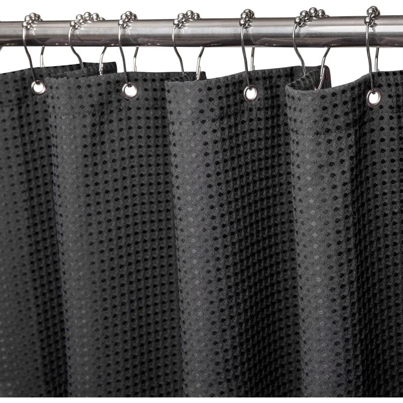 Rideau de douche, tissu anti-moisissure - 182x182CM (noir) Rideau de douche très résistant avec ourlet lesté