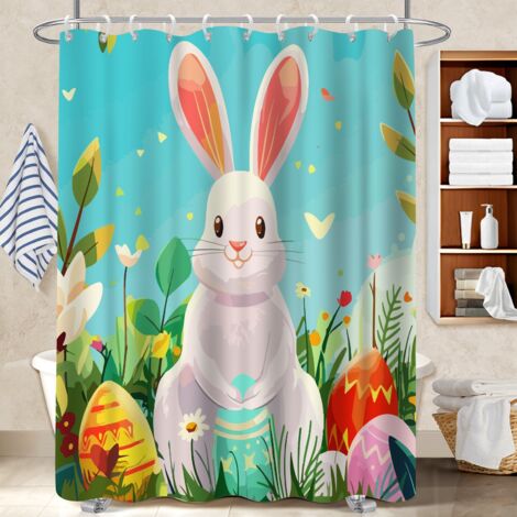 Rideau de douche tissu polyester 180x180 souple et fluide rideau séchage rapide pour une ambiance tropicale et dépaysante