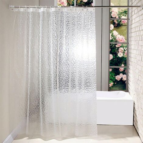 rideau de douche translucide 3D motif cube d'eau, rideau imperméable et épais anti-moisissure (180180cm)