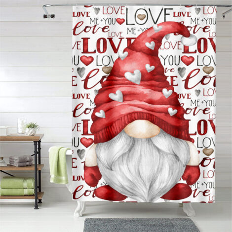 Rideau de douche Valentine cœurs rouge et rose, décor romantique artistique, 90x180 cm