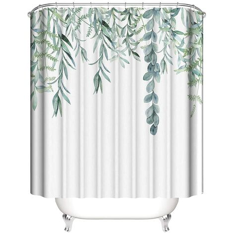 Rideau de douche vegetal - Rideaux de douche en saule pour salle de bain, ensemble de decoration de bain en tissu pour toilettes 72 x 72 pouces