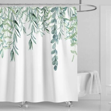 Rideau de douche végétal - Rideaux de douche en saule pour salle de bain, ensemble de décoration de bain en tissu pour toilettes 72 x 72 pouces