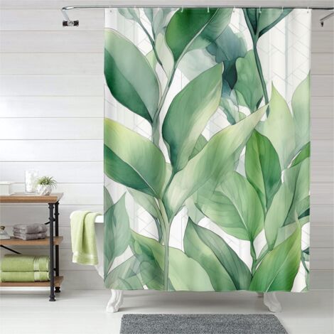 Rideau de douche végétation dense, œillets plastique, 90x180 cm, qualité
