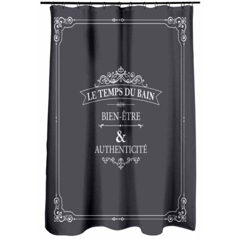 Rideau de Douche "Vintage" 180x200cm Anthracite