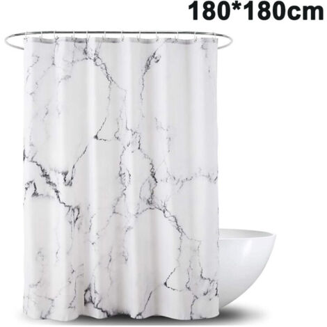 Rideau de Douche,180 × 180CM Rideau de douche en marbre, anti-moisissure, imperméable en polyester avec 12 anneaux de rideau de douche,rideaux de douche pour baignoire et douche dans la salle de bain
