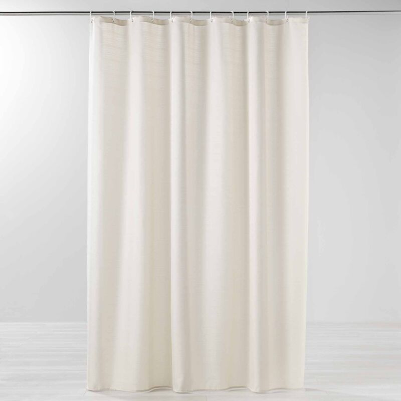 Rideau de douche uni avec crochets Naturel 180x200 cm