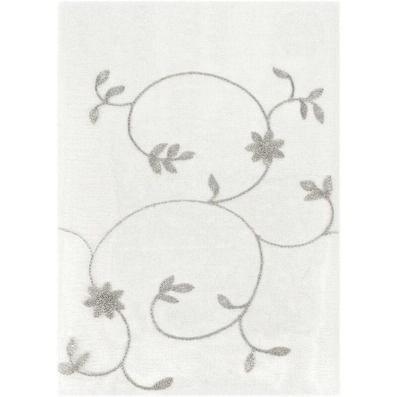 Rideau de Fenêtre Couple 2 pcs Porte Intérieure Tissu semi-transparent Fleurs Gris - 60x240 cm