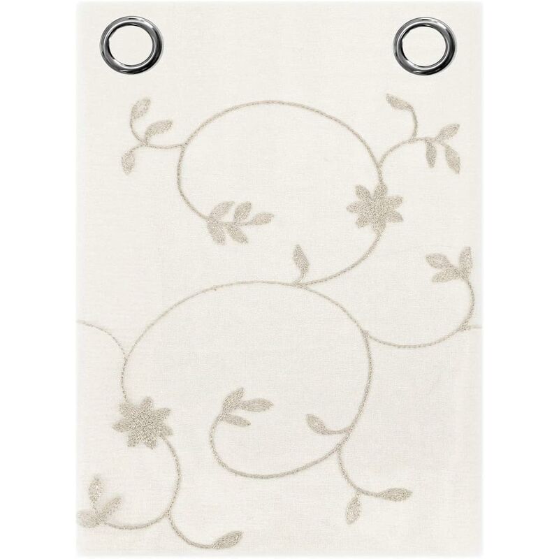 Rideau de Fenêtre Couple 2 pcs Porte Intérieure Tissu semi-transparent Fleurs Gris Tourterelle - 140x280 cm