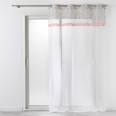 Rideau de fenêtre sur oeillets FRESH LIBERTY, 140 x 240 cm, blanc avec décoration