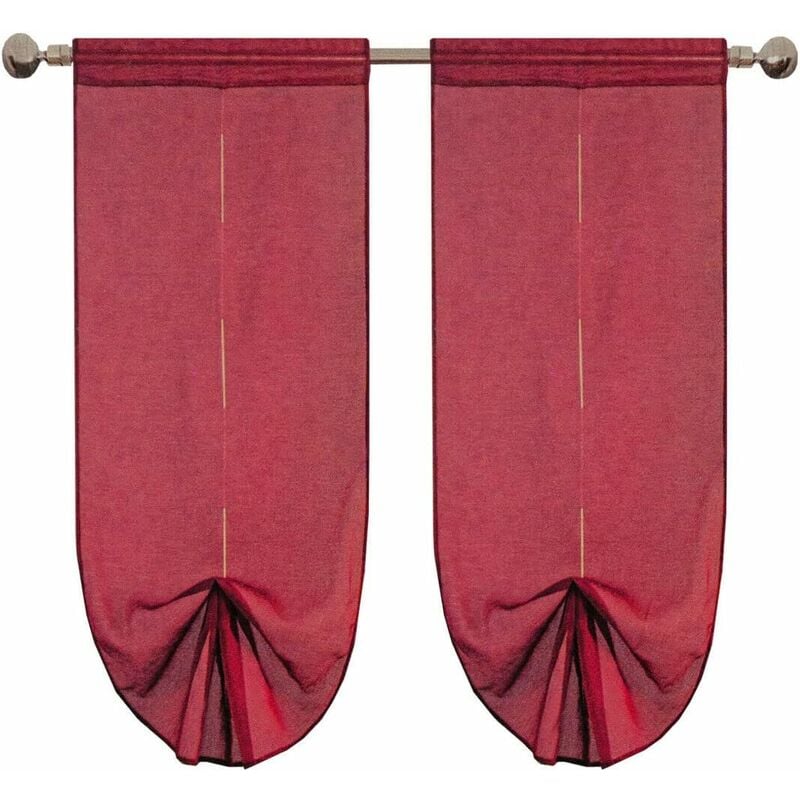 Emmevi Mv S.p.a. - Rideau de Fenêtre 2 pcs Porte Intérieure Tissu Semi-Transparent Ajustable Moderne Bordeaux - 60x150 cm