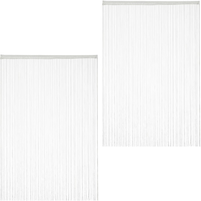 Relaxdays - Rideau de fil, lot de 2, peut être raccourci, passage pour tringle, 145 x 245 cm, diff. tailles, blanc