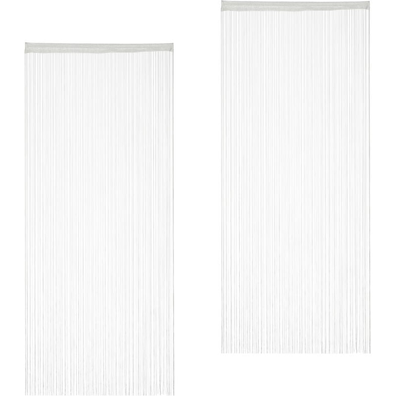 Relaxdays - Rideau de fil, lot de 2, peut être raccourci, passage pour tringle, 90 x 245 cm, diff. tailles, blanc