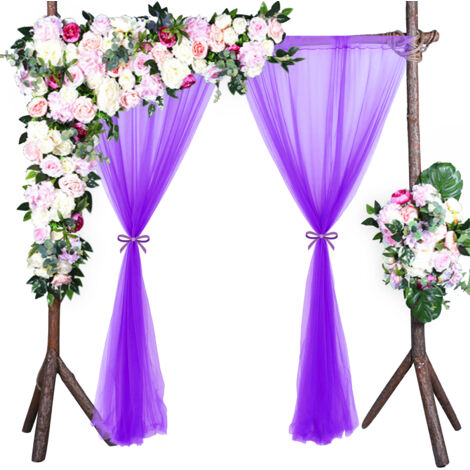 Rideau de fond Chinlon semi-translucide 5x10 pieds (1.5x3m) avec système tuyau et poche pour rod - Rideau décoratif salle, mariage, salon, chambre