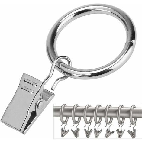 Rideau de la fenêtre Bagues avec Pinces (Φ25mm) (16 Pack) - antirouille Acier Inoxydable Métal Anneaux Clip Rideau pour Rideau Poids, Art Afficher, Convient à 20mm Tige (Nickel, 1 Pouce)-LIAIKI
