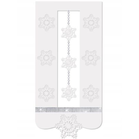 Rideau de Noël à panneaux R7, motif flocons de neige modernes et glamour, 60 x 130 cm, blanc