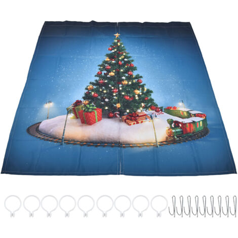 Rideau de Noël Impression 3D avec Sapin pour Salon et Chambre, 150x166cm