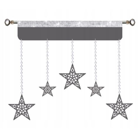 Rideau de Noël Lambrequin STARS, gris glamour, 150 cm