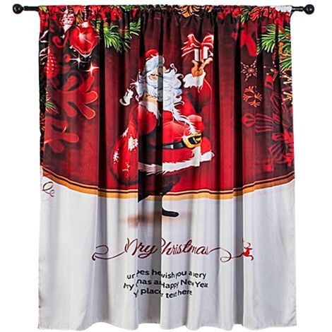 Rideau de Noël Mignon 140x130cm Rouge, Décoration Fête Salle de Bain