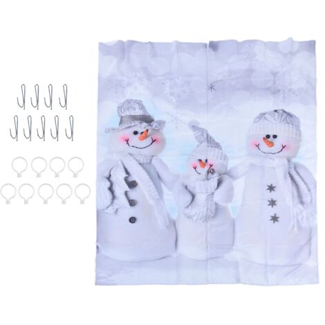 Rideau de Noël Personnalisé 150x166cm - Impression Numérique 3D, Occultant et Imperméable pour Fenêtre ou Douche