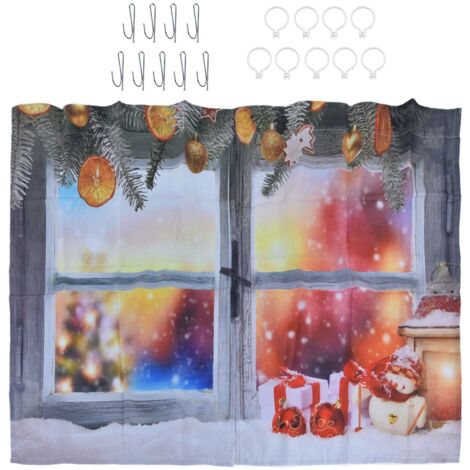 Rideau de Noël Personnalisé Hiver 3D, Impression Numérique, 170x200 cm, Rideau Occultant Créatif