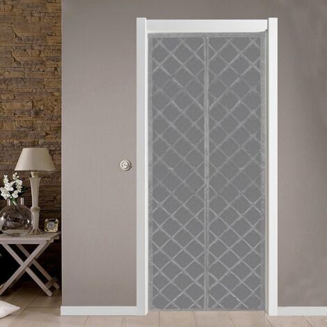 Rideau de porte 0,85 x 2,05 m, adapté aux portes de 32 x 80 pouces, rideau de porte isolant magnétique, rideau de porte isolant, PVC imperméable, gris.
