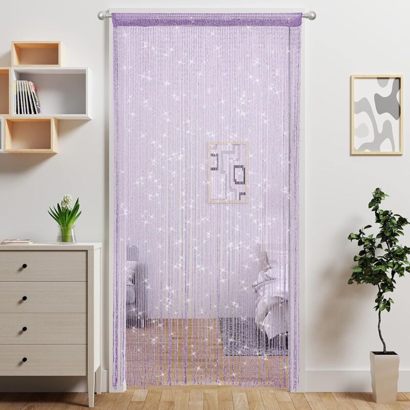 Rideau de porte à cordons, rideaux de perles pour encadrement de porte, séparateur de pièce suspendu, décoration hippie à paillettes et franges,