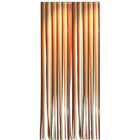 Rideau de porte à lanières Antilles beige et brun 120 x 220 cm – Polyéthylène – Largeur des lanières 24 mm – Barre de support incluse – Morel