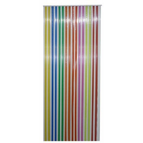 Rideau de porte à lanières en polyéthylène 90x220 cm – Design multicolore – 34 lanières pour réguler la lumière et l'intimité – Morel