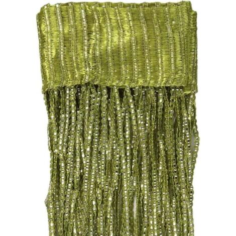 Rideau de porte à pompons, rideau de porte à fils, rideau de porte à fils brillants, cloison de fenêtre, rideau avec panneau décoratif de séparation à pompons, adapté à la maison, au mariage, vert arm