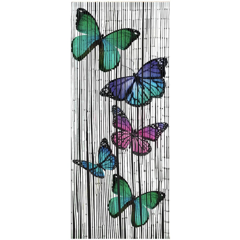 Rideau de porte Paillons Wenko Fabriqué à la main, Rideau anti-mouches, Protection anti insectes en Bambou, Brise vue, 90x200 cm, Multicolore